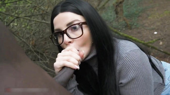 Slutty white teen sucking big black cock