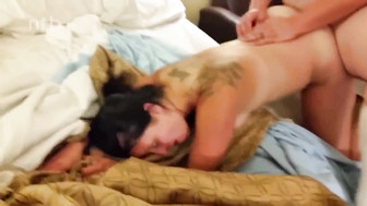 Horny cuckold milf milks hubby's dick dry and fucks stranger in front of him