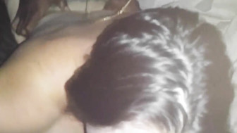 Cuckold white MILF loves hubby's fat dick is in her mouth while BBC fucks her