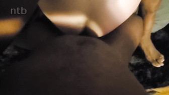 Horny white babe with pony tails enjoys threesome with her hung black friends