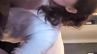 Cuckold white mom taking backshots from two bbc bulls