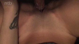 Hung black stud fucks that horny white wife and cums on her small boobs