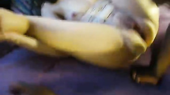 Skinny wife blackbred and hubby cleans up