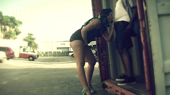 Spraying black bull with milk from those flossy boobs and nasty blowjob after