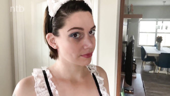 Sexy white babe dressed as maid gets fucked and impregnated by BBC