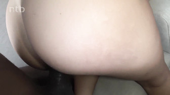 Slutty brunette enjoys big black cock