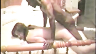 Hubby records white wife with 2 black guys. Retro.