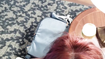 Redhead white MILF sucks BBC off and gets creampie in her ass