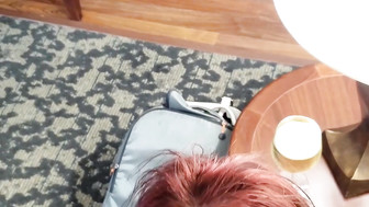Redhead white MILF sucks BBC off and gets creampie in her ass