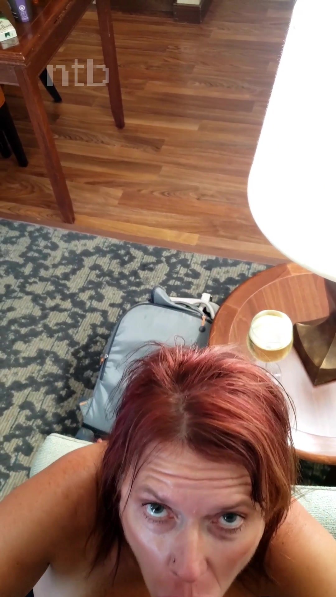 Redhead white MILF sucks BBC off and gets creampie in her ass