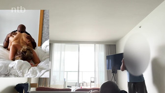 Blonde with sunglasses sucks and fucks big black cock