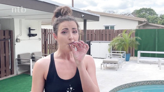 Slutty hottie with butt plug and three hard BBC party