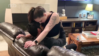 Cuckold white wife gets fucked and creamed by two big and uncut fat dicks