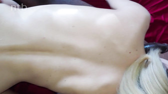 Cuckold white babe sucks and fucks big black cocks while wearing blindfold