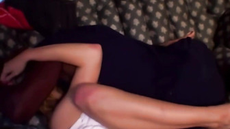 Blonde babe fucked by a bunch of black men