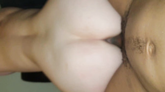 Sexy blond gets that big black cock bareback and balls deep into her wet pussy