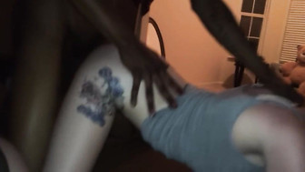 Tattoo girl likes black cock