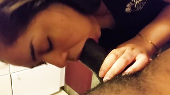 Gf on knees sucking black dick