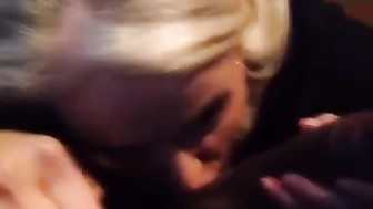 Blonde Married MILF sucks  BBC