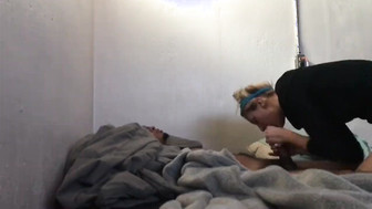 Blonde girl loves to suck blackcock