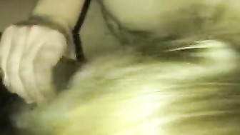 Busty blond Gf sucking BBC