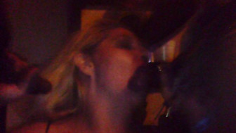 My wife Connie Moore sucking 2 black cocks