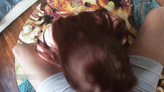 Stunning redhead sucks and fucks big black cock and milk those hard black balls