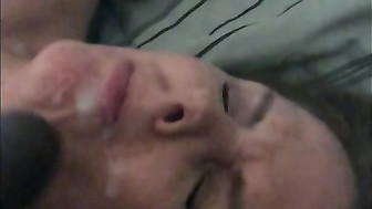 Blonde Takes Load of cum on her face