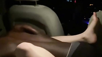 Cheating white girl fucks black athlete in the car