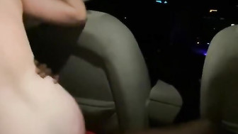Cheating white girl fucks black athlete in the car