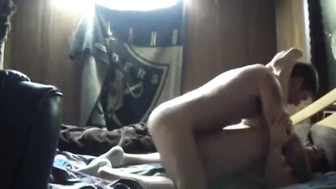 Oakland raiders fans having fun. Homemade.