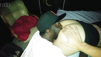 Husband is touching his wife while that big black dick is balls deep inside her