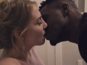 Amateur white blond receives tasty creampie from her hung black bull