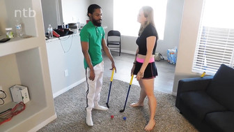 Sexy blond white MILF gets that big black cock bareback in her shaved pussy