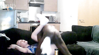 Teen white cheerleader babe sucks off big black cocks and gets fucked bareback