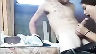 Stunning college french babe visits boyfriend at work.