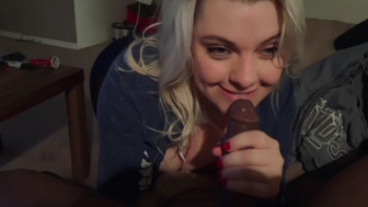 Blonde can’t wait to feel big black dick in her throat and pussy