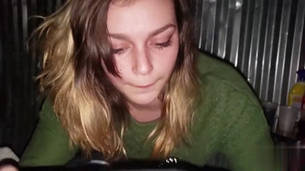 PAWG swallows cum at party