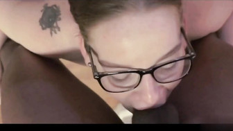 Nerd white girl gets fucked in the kitchen