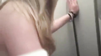 Hot blonde joining the mile high club