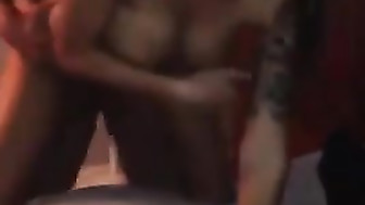 Amateur blonde in MMF threesome