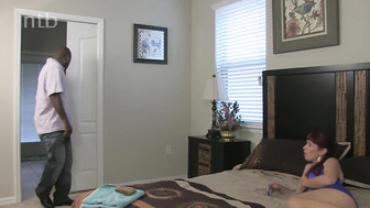 Cuckold white granny and her redhead girlfriend got fucked by endowed black gent