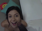 Attractive brunette fucking massive black cock