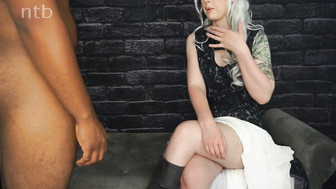 Platinum blond gets that creamy pie from hard black balls