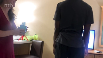 Cuckold white wife take those big black cocks bareback in her bald pussy