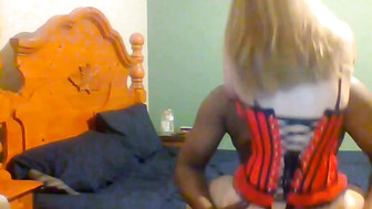 Hotwife red corset cheating on hubby with BBC