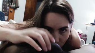 Busty white babe gets fucked and creampied by her endowed black stud