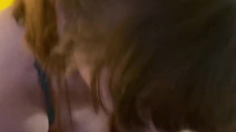 Amateur PAWG gives a sloppy blowjob to Black cock