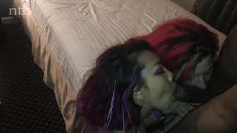 Insatiable white babes fuck that BBC and milk those hard black balls dry