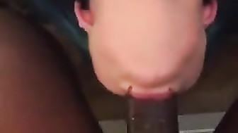 Massive BBC uses white girl's throat like its her pussy